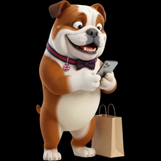Winston discovers AliExpress UK and perks right up. 🛍️